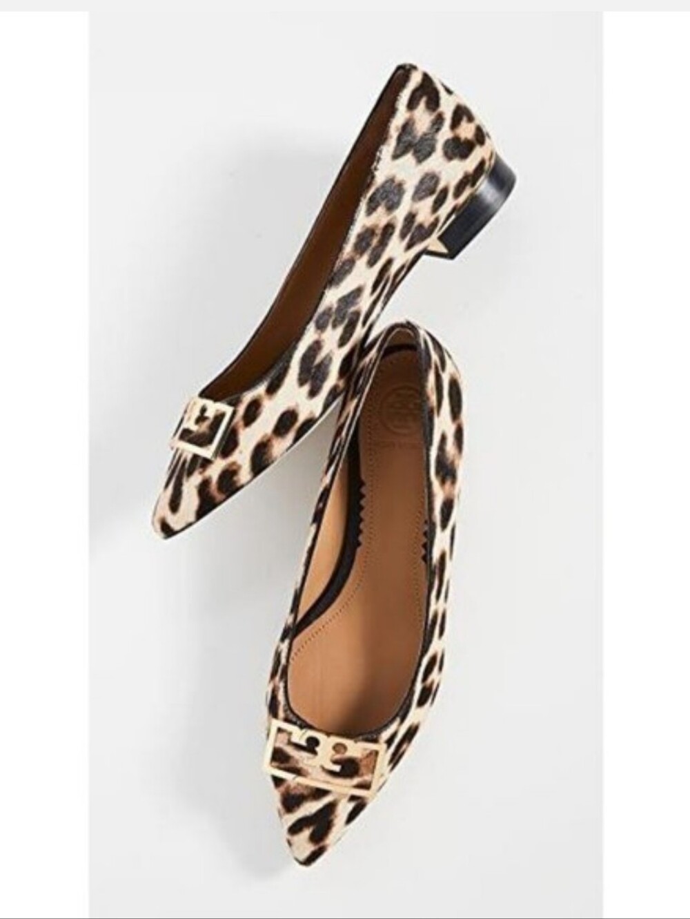 Tory Burch Gigi Pointy Toe Calf Hair Leopard Print Flats Women's 7.5